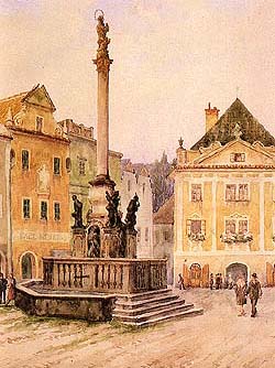 Wilhelm Fischer, picture of town square in Český Krumlov 