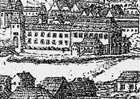 Kájovská čp. 58, ikonografie panoráma ČK z Křížové hory 1819, výřez, zdroj: 0VM ČK, autor: J. Langweil, 1819