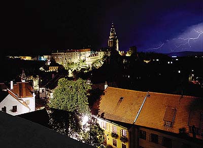 Český Krumlov on a stormy night , foto: Libor Sváček 