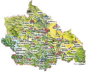 Map of cultural and historical monuments of the Český Krumlov region, made by Aleš Zelenka 
