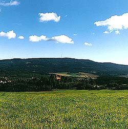 Blanský Forest Nature Reserve, view onto Blanský forest and Kleť Mountain from the town of Boletice 