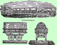 Pferdeeisenbahn, zeitgenössische Aufzeichnung eines Wagens zur Personenbeförderung 
