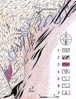 Geologicko - tektonická mapa regionu Český Krumlov 