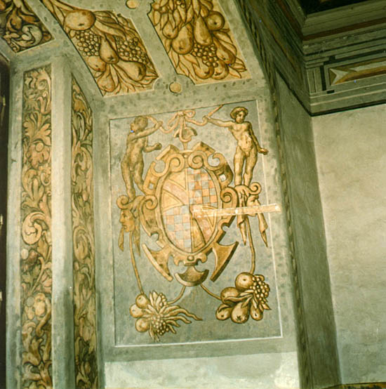 Wappen der Anna Maria von Baden, Renaisancezimmer des Schlosses Český Krumlov