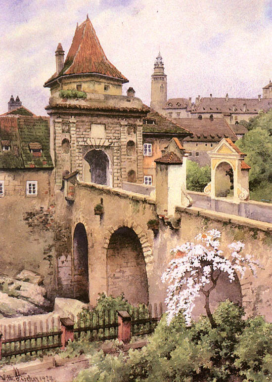 Wilhelm Fischer, obraz Budějovické brány v Českém Krumlově
