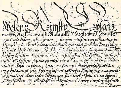 Darovací listina z roku 1620, v níž Ferdinand II. Habsburský daroval Buquoyům rožmberské, novohradské a libějovické panství 