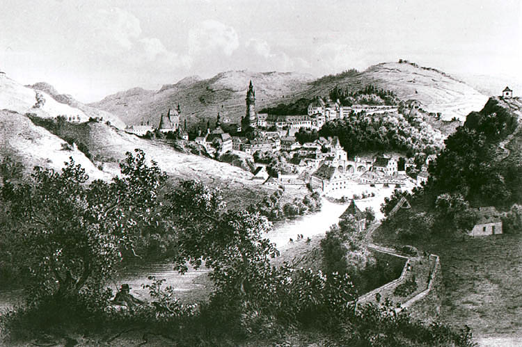 A. Haunn, Ansicht von Český Krumlov, Anfang des 19. Jahrhunderts