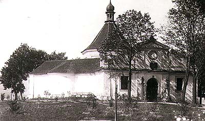 Kapelle auf dem Hügel Křížová hora in der Stadt Český Krumlov, ein historisches Foto, foto:  F.Wolf 