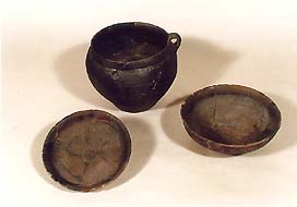Boletice surroundings, pottery vessels discovered in grave-mounds, the late Iron Age  (approximately 700 - 400 BC), K. Brdlík´s archaeological researches. The Collection Fund of the Český Krumlov District History and Geography Museum. 