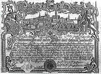 Cechovní privilegium z roku 1786 