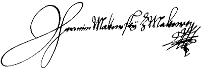 Jeroným Makovský von Maková, Unterschrift 