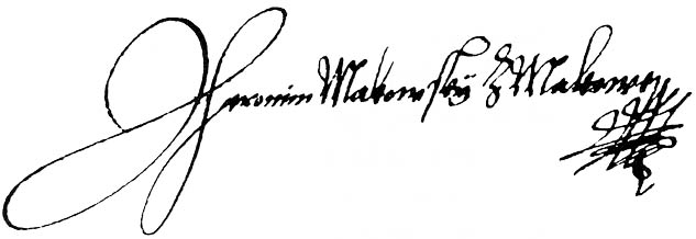 Jeroným Makovský z Makové, podpis