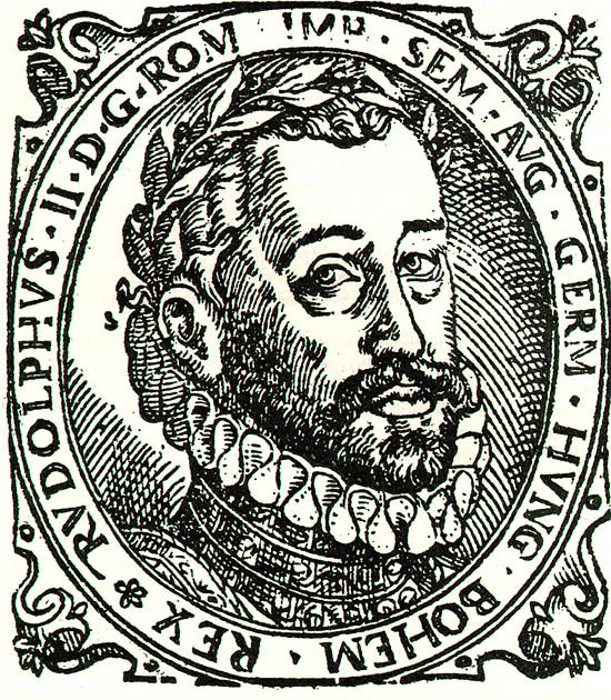 Rudolf II. Habsburský, dřevořez, 1612