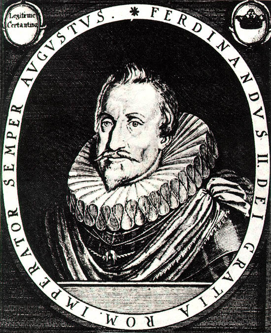 Ferdinand II. Habsburský, dobová rytina
