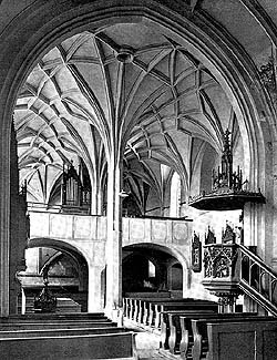 Hořice na Šumavě, St.-Katharina-Kirche, Gewölbe aus der Wende des 15. zum 16. Jahrhundert 