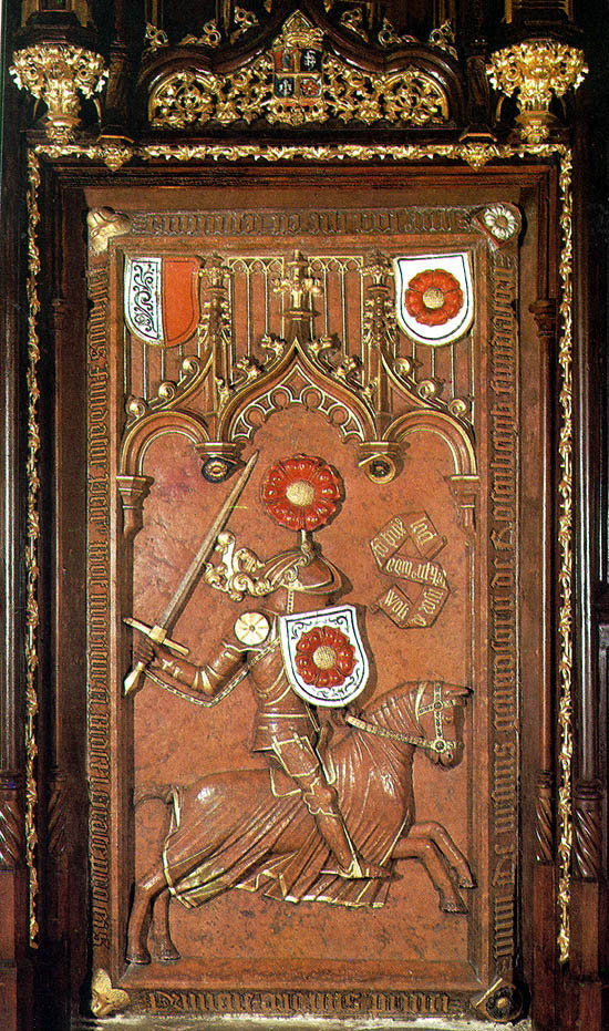 Klášter Vyšší Brod, rožmberské pohřebiště, mramorová deska s rožmberským jezdcem, 1622-1629