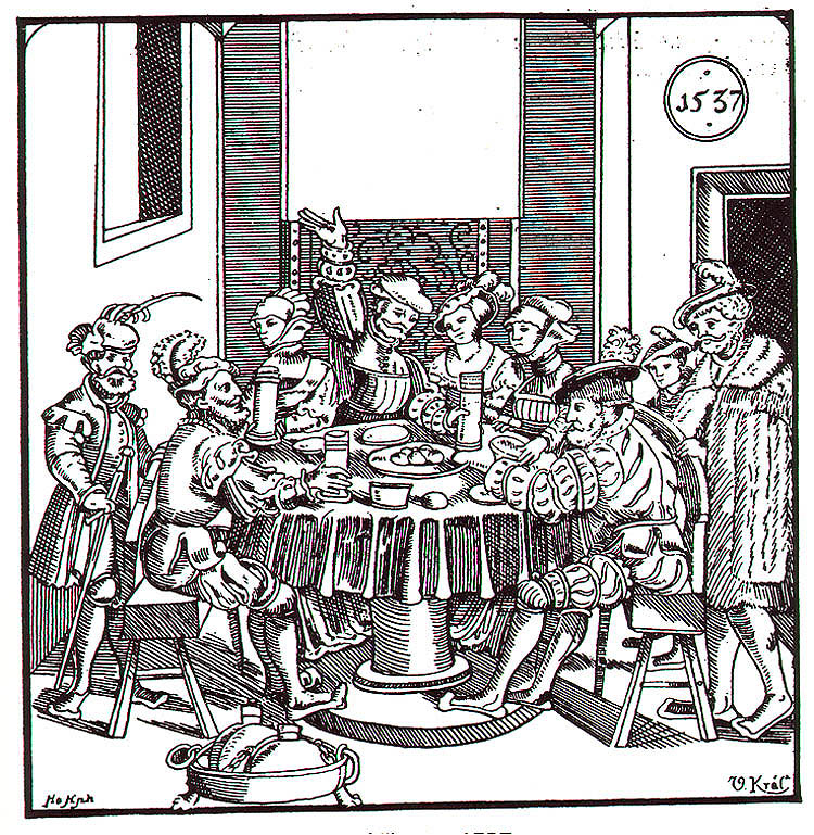 Festmahl, zeitgenössische Illustration, 1537