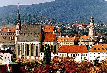 Stadt Český Krumlov, Dominante des Schloss- und Kirchenturmes, foto:  V.Šimeček 