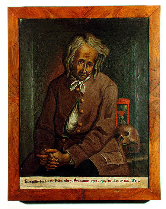 Český Krumlov - Portrét hrobníka, rok 1700, sbírkový fond Okresního vlastivědného muzea v Českém Krumlově
