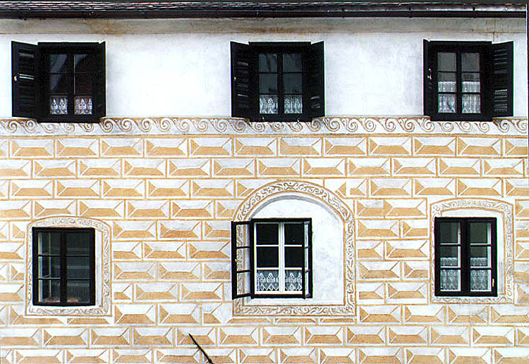Kájovská no. 62, grafitto bordering window onto the street