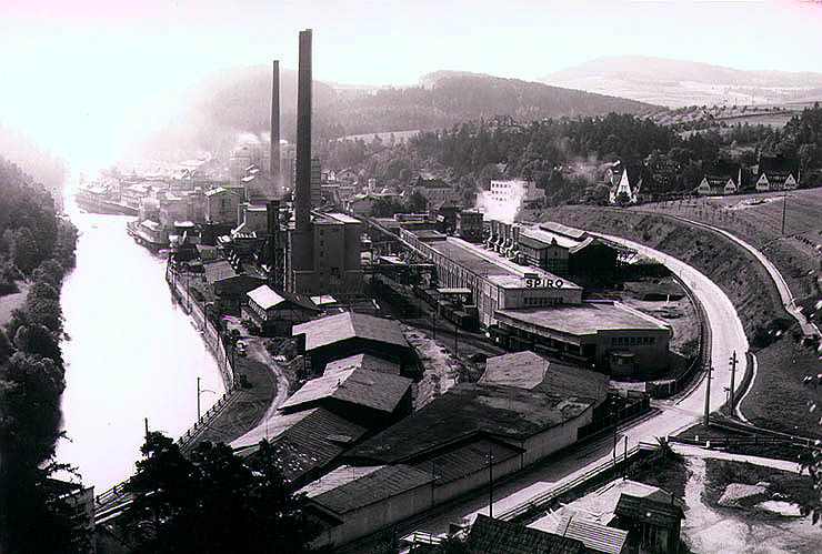 Papierwerke Větřní, ein historisches Foto des Betriebes
