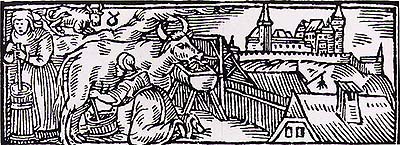 Jan Willenberg, dojení mléka a stloukání másla, počátek 17. století 