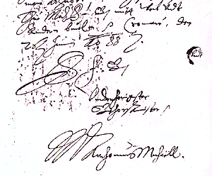 Eigenhändige Unterschrift des Michael Antonín von Ebbersbach 