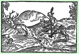 Deer chase, woodcut from 1555 