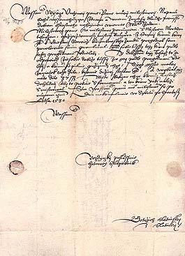 Jetřich Slatinský ze Slatinky, document with signature 