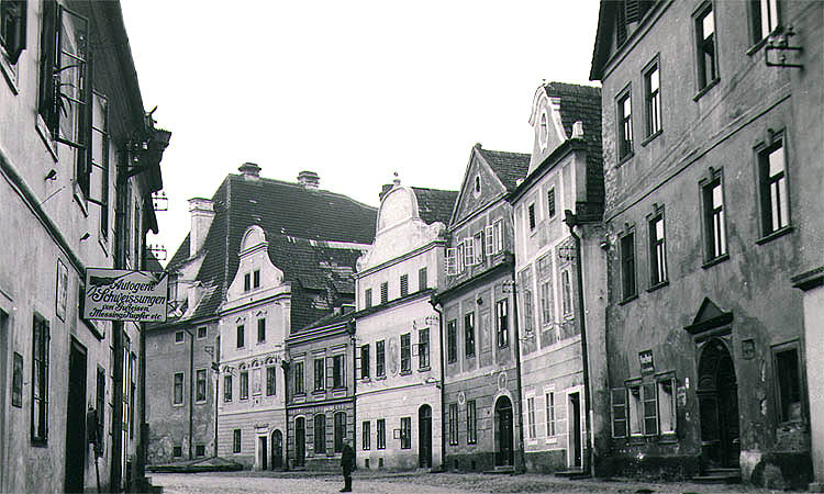 Široká Street in Český Krumlov, historical photo