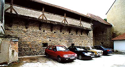Remains of town fortifications on Hradební Street in Český Krumlov 