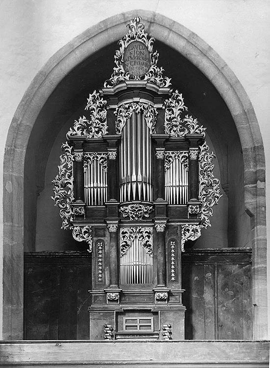 Organ of the choir of the Literary Brotherhood in church of St. Vitus in Český Krumlov, historical photo, foto: B.Kerschner