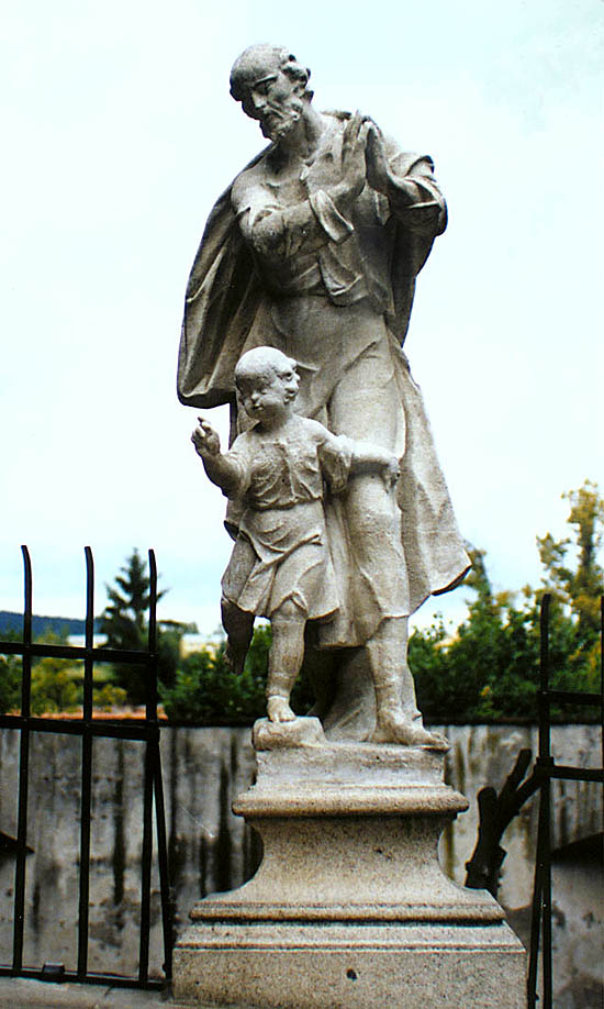 Statue of St. Josef with Jesus, 18th century, bridge above Bear Moat at the Český Krumlov Castle