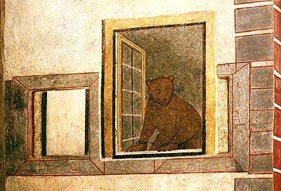 Latrán no.  11, fresco Bear in the window, foto: Ladislav Pouzar 