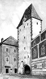 Das innere Gojauer Tor zu Beginn des 19. Jahrhunderts  Rekonstruktion: V. Codl 