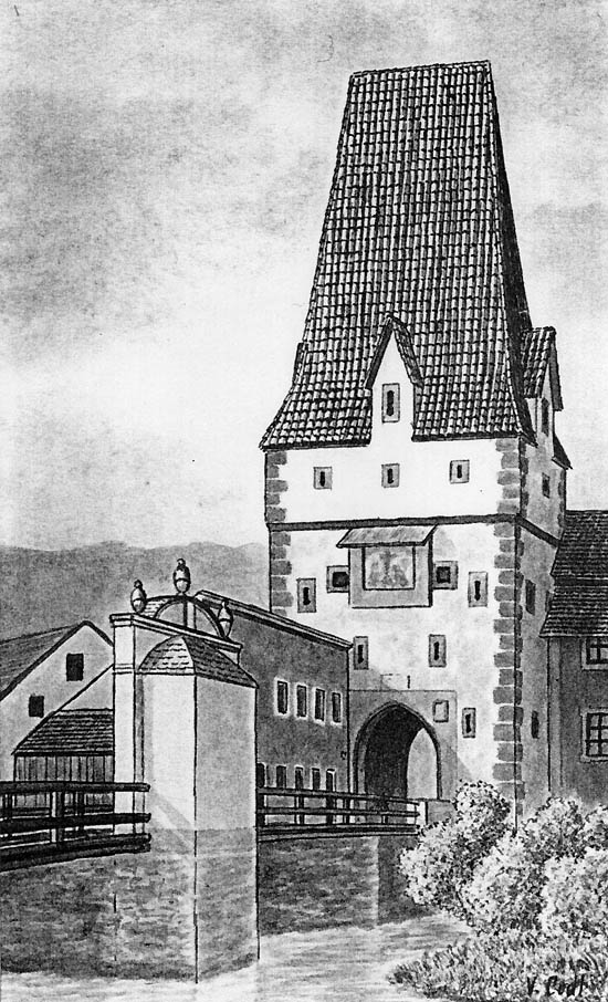 Kájovská brána vnější po roce 1842. Autor: V. Codl