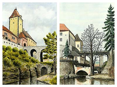 The Upper Gate at the turn of th 18th and  19th century compared with apearance in 1998. Autor: V. Codl 