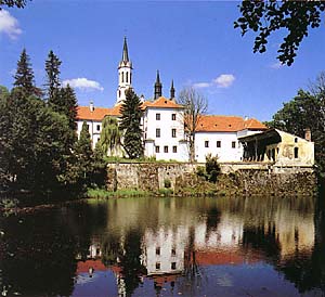 Vyšší Brod, Cisterian monastery with reflection of water-level 