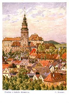 Historical postcard with picture by G. Brauner, 1913, collection of Regional Museum of National History in Český Krumlov 