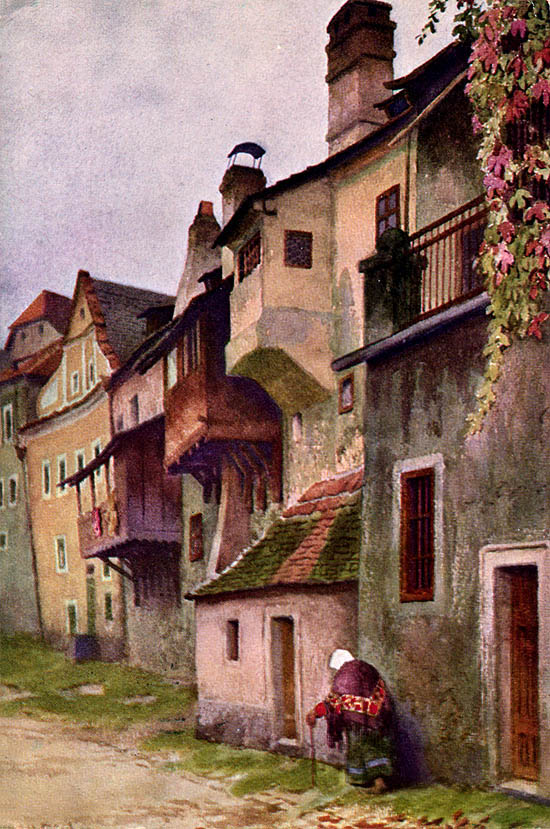 Historical postcard with picture by  W. Fischer, 1935, collection of Regional Museum of National History in Český Krumlov