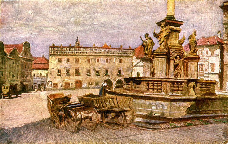 Historical postcard with picture by L. Kuba, 1924, collection of Regional Museum of National History in Český Krumlov