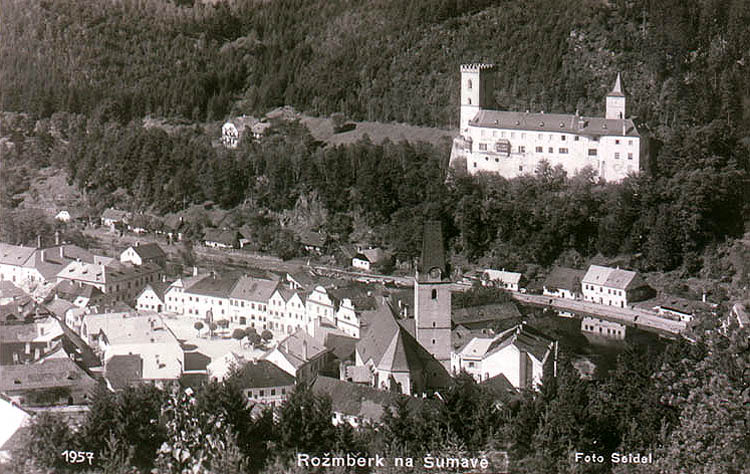 Rožmberk nad Vltavou, castle and town, historical photo, foto: J.Seidel