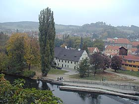 Municipal park with object of former Jesuit residence (today hotel Gold) in view from st. Vitus church, 1999, photo: J.Olšan  