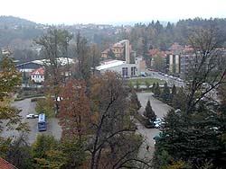 View at middle part of Jelení garden, used as parking, from Cloak bridge, 1999, photo: J. Olšan 