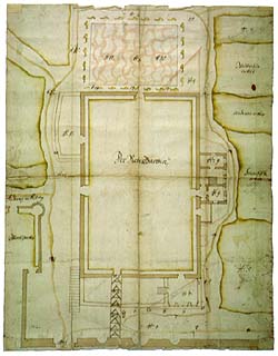 Plan des Schlossgartens aus der Zeit um 1710, Staatliches Gebietsarchiv 
