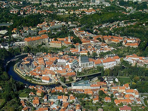 Luftaufnahme der Stadt Český Krumlov, Foto: Lubor Mrázek 