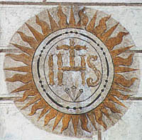 Horní no. 154, courtyard of Hotel Růže, coat-of-arms of the Jesuit order family 