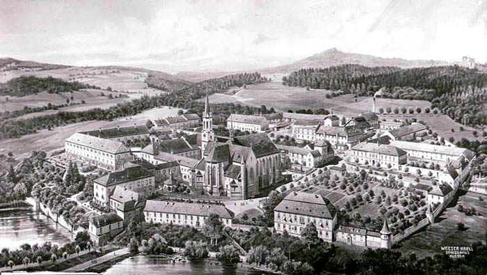 Vyšší Brod, historischer Plan des Klosterareals