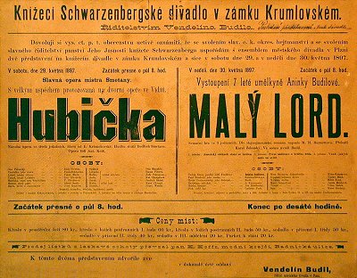 Poster of performance of the dramatic ensemble of Vendelín Budil at the, 1897, foto: Lubor Mrázek 
