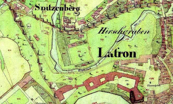 Jelení zahrada v Českém Krumlově na mapě stabilního katastru z roku 1870